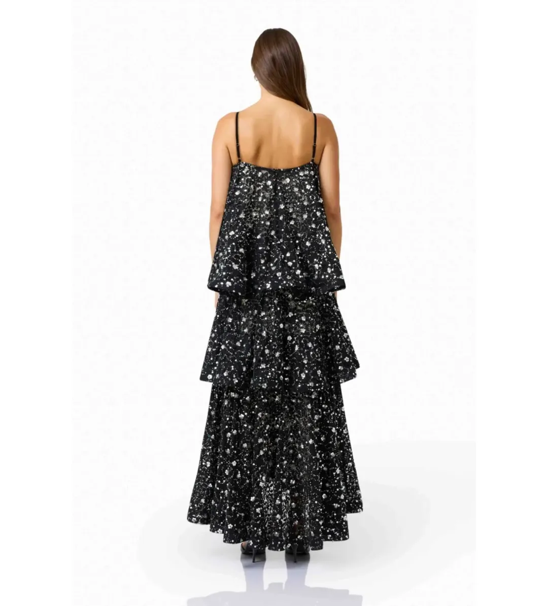 Elliatt Auielle Tiered Maxi Dress in Black Size M/AU10 for rent on The Volte - main image
