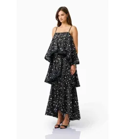 Elliatt Auielle Tiered Maxi Dress in Black Size L/AU12 for rent on The Volte - image 2