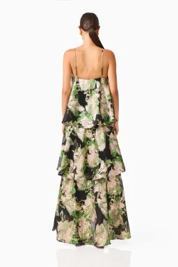 Elliatt Florayne Tiered Maxi Dress Black Green Floral Size L / AU 12 for rent on The Volte - image 2
