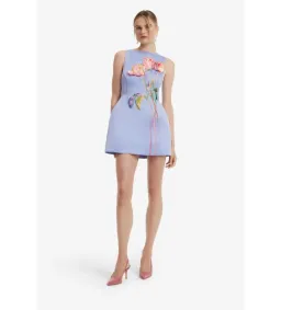 Leo Lin Ali Embroidered Boat Neck Mini Dress in Rose in Periwinkle Size AU10 for rent on The Volte - image 2