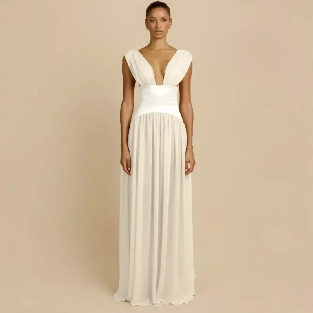 🥂ARCINA ORI Ramona Floor-Length Dress – Ivory White – Size 6 AU (XS) 🥂 for rent on The Volte - main image