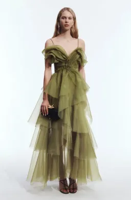 AJE Vionette Maxi Dress / Gown Avocado Size 8 for rent on The Volte - image 1