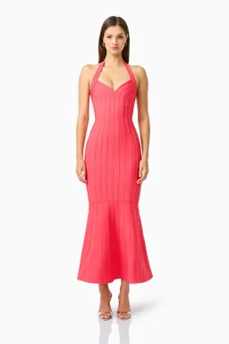 Elliatt Virella Bodycon Halter Gown Coral Red Size L / AU 12 for rent on The Volte - image 1