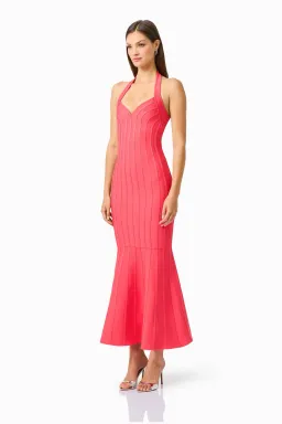 Elliatt Virella Bodycon Halter Gown Coral Red Size L / AU 12 for rent on The Volte - image 3