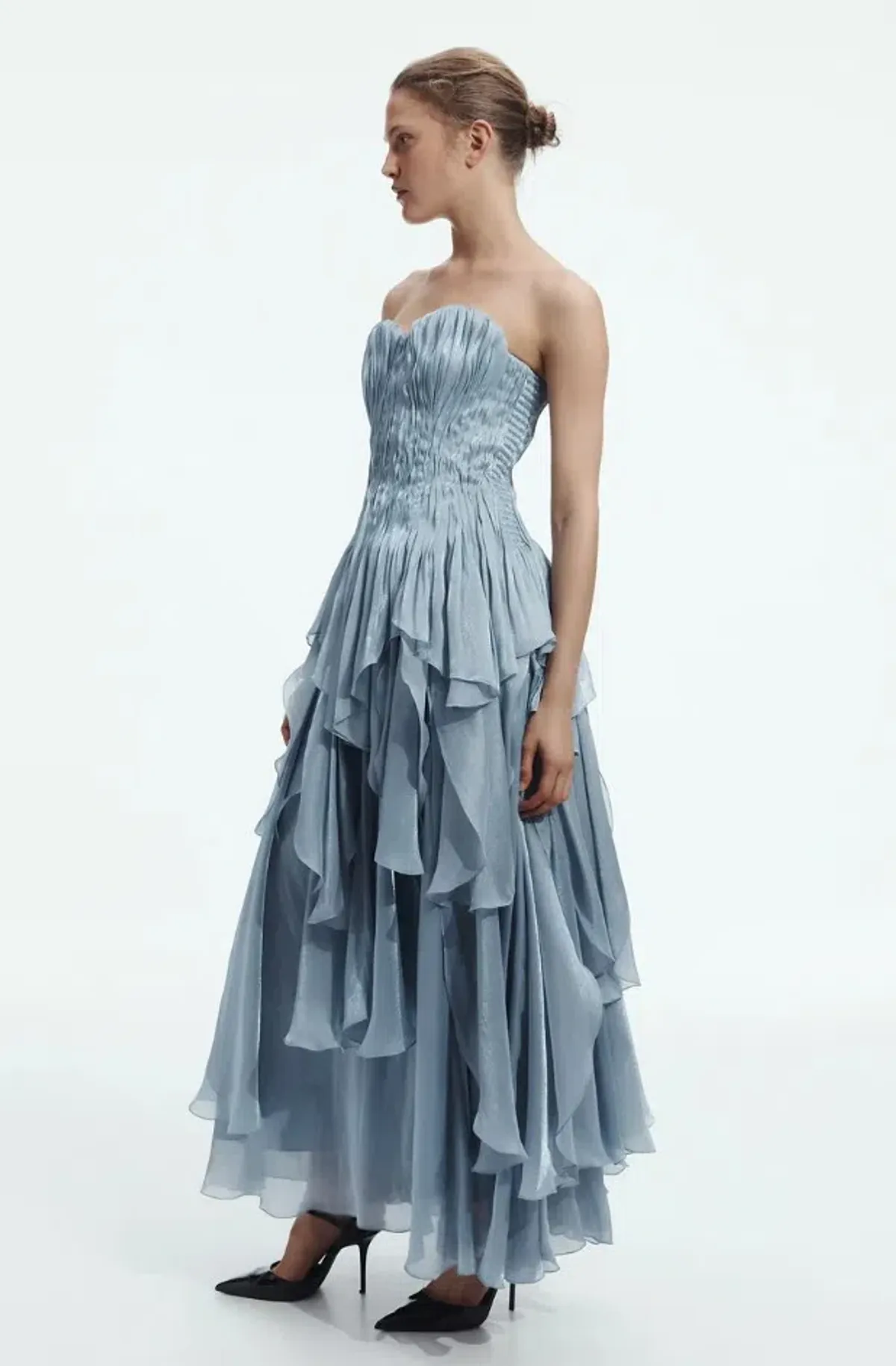 AJE Gleam Maxi Dress / Gown Metallic Blue Size 8 - Image 1
