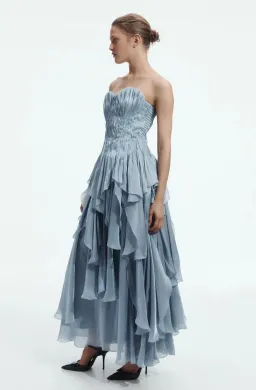 AJE Gleam Maxi Dress / Gown Metallic Blue Size 8 for rent on The Volte - image 1