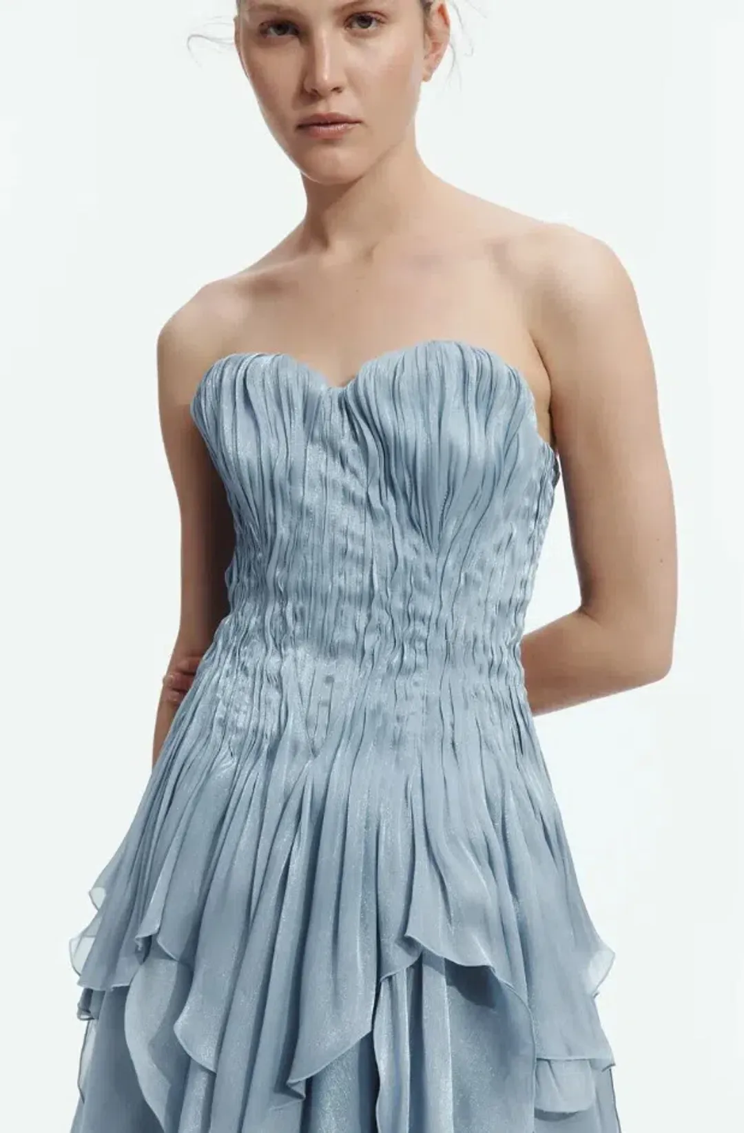 AJE Gleam Maxi Dress / Gown Metallic Blue Size 8 for rent on The Volte - main image
