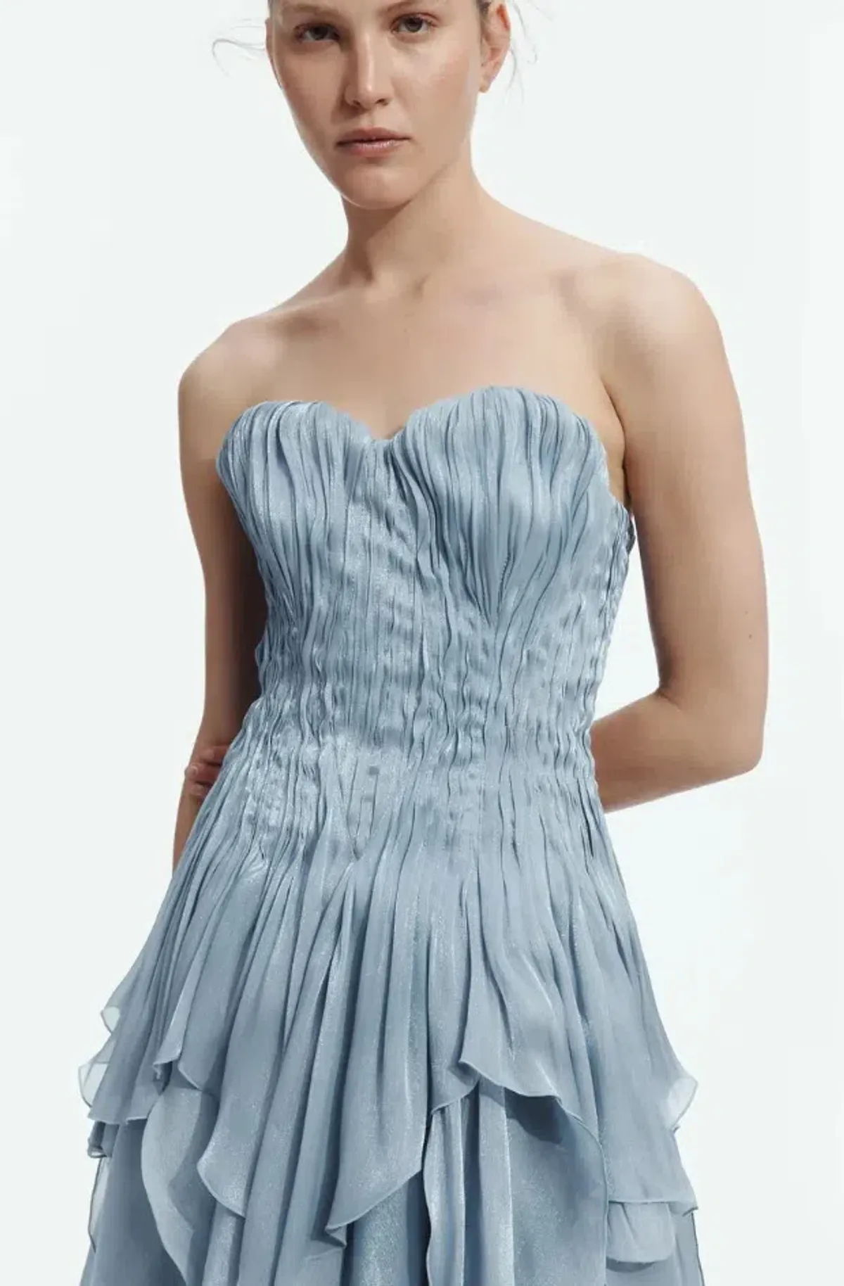 AJE Gleam Maxi Dress / Gown Metallic Blue Size 8 - Image 2