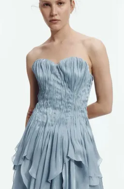 AJE Gleam Maxi Dress / Gown Metallic Blue Size 8 for rent on The Volte - image 2