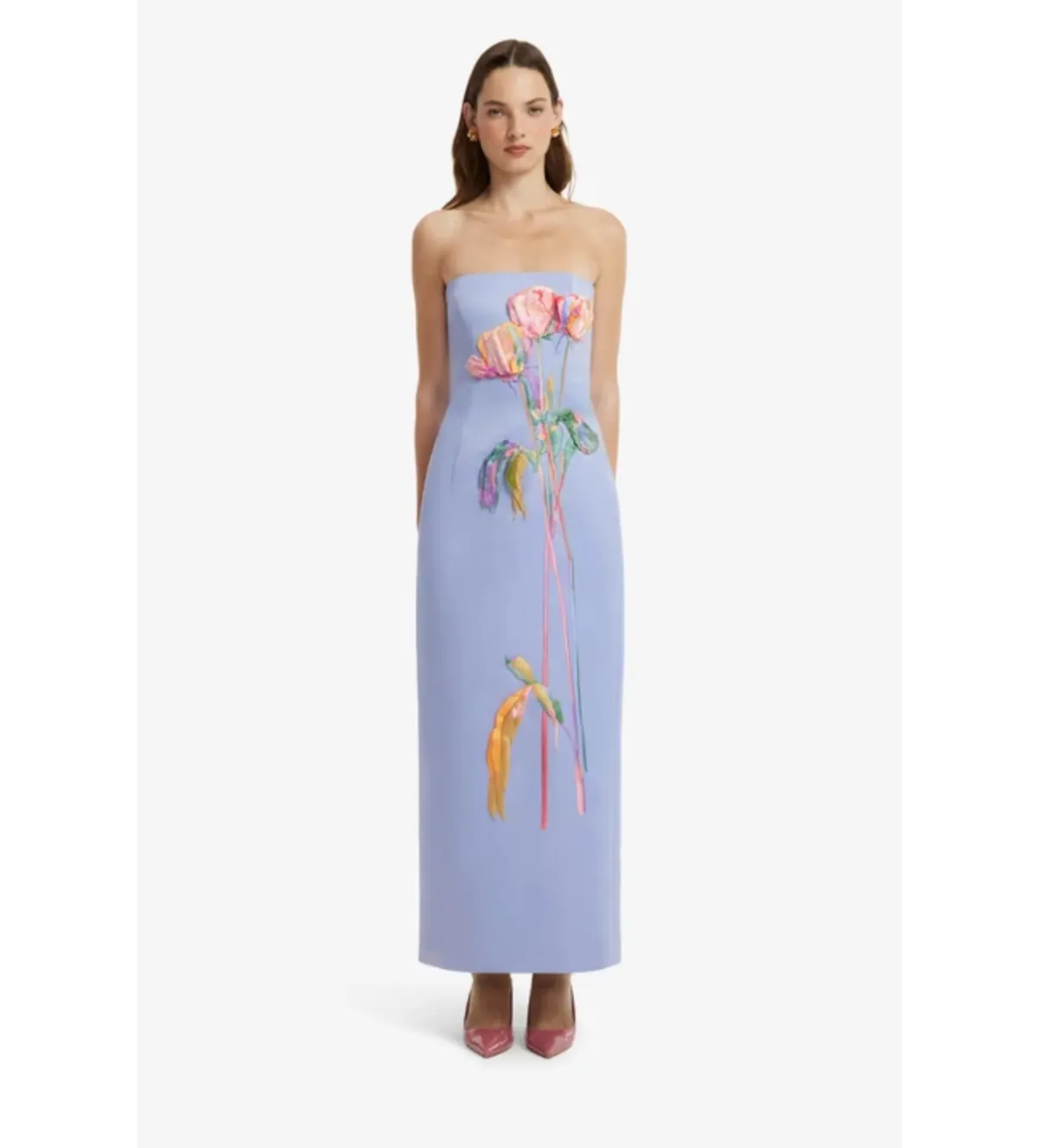 Leo Lin Rayna Embroidered Bustier Maxi Dress in Rose in Perinwinkle Size AU10 - Image 2