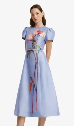 Leo Lin Marguerite Short Sleeve Midi Dress Periwinkle 12 for rent on The Volte - image 1