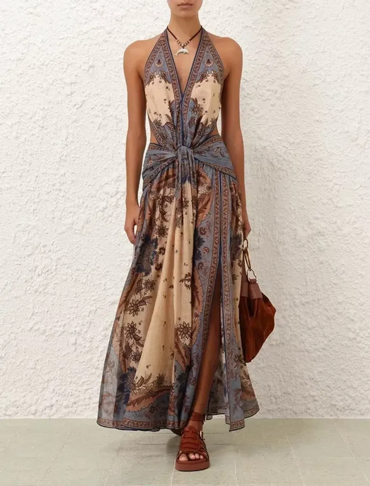 Zimmermann Ascension Plunge Halter Maxi Dress - Image 1
