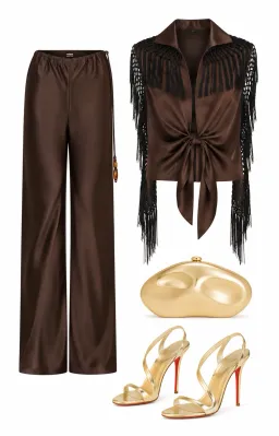 Sir the Label Gabriete Pant and Lula Fringe Tie Top (removable fringe scarf) size 0 for rent on The Volte - image 1