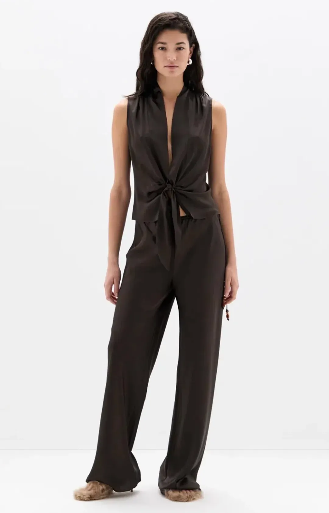 Sir the Label Gabriete Pant and Lula Fringe Tie Top (removable fringe scarf) size 0 for rent on The Volte - main image