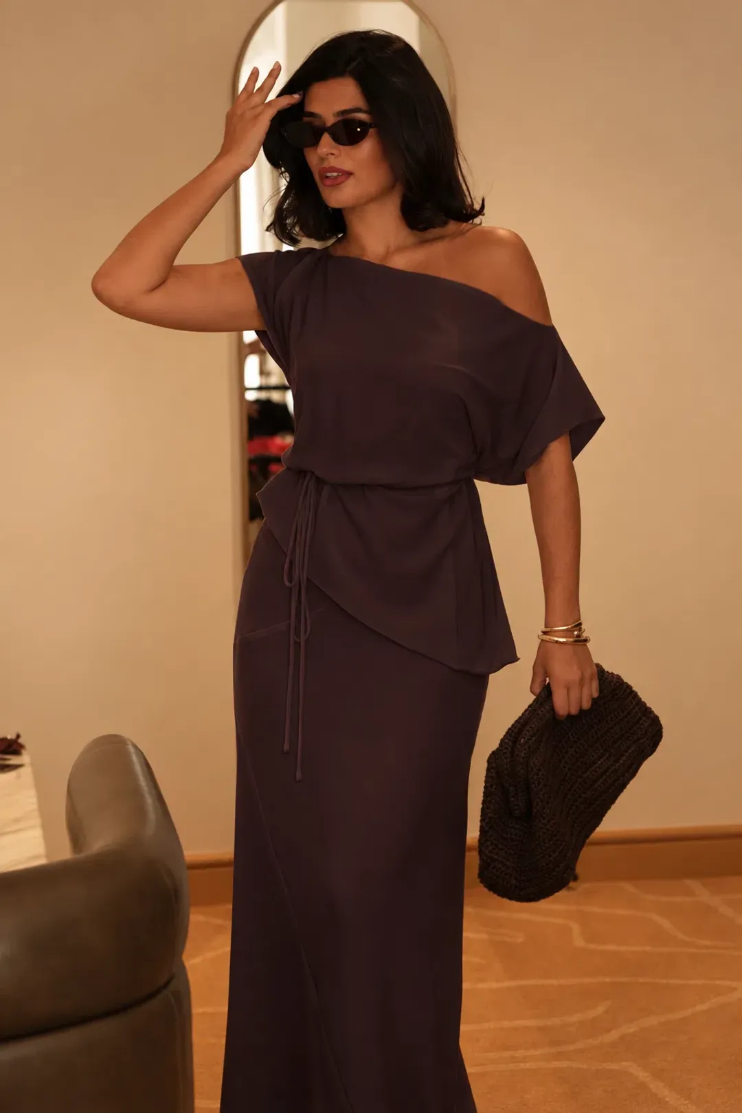 Jafrie by R Juliette top & skirt size 18 mocha for rent on The Volte - main image