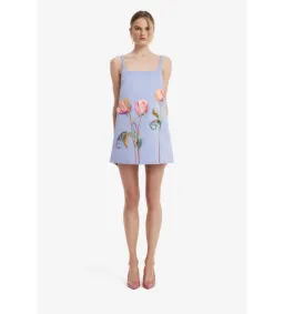Leo Lin Mila Embroidered Mini Dress in Rose in Periwinkle Size AU12 for rent on The Volte - image 1