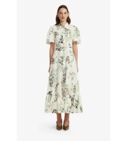 Leo Lin Becca Short Sleeve Midi Dress in Posy Print Snow Size AU10 for rent on The Volte - image 1