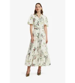 Leo Lin Becca Short Sleeve Midi Dress in Posy Print Snow Size AU10 for rent on The Volte - image 2