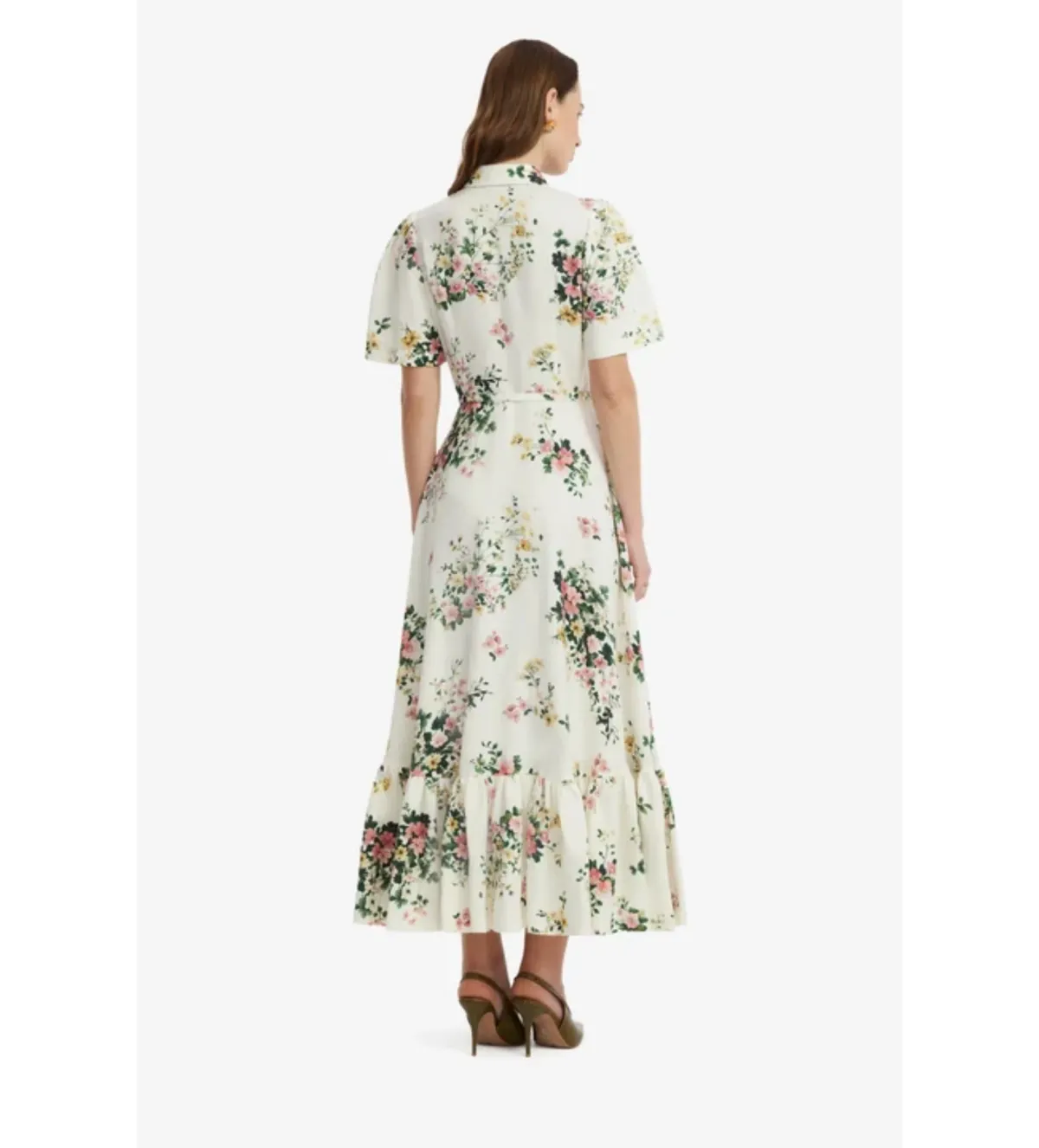 Leo Lin Becca Short Sleeve Midi Dress in Posy Print Snow Size AU12 - Image 3
