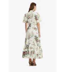 Leo Lin Becca Short Sleeve Midi Dress in Posy Print Snow Size AU12 for rent on The Volte - image 3