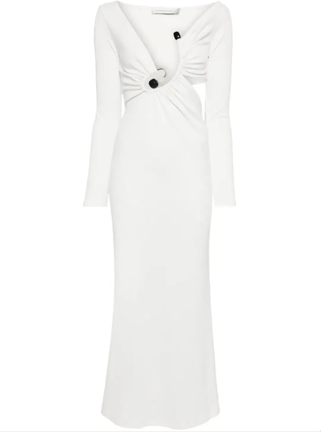 Christopher Esber White Spiral Crystal Long Sleeve Dress - Size 10 AU for rent on The Volte - main image