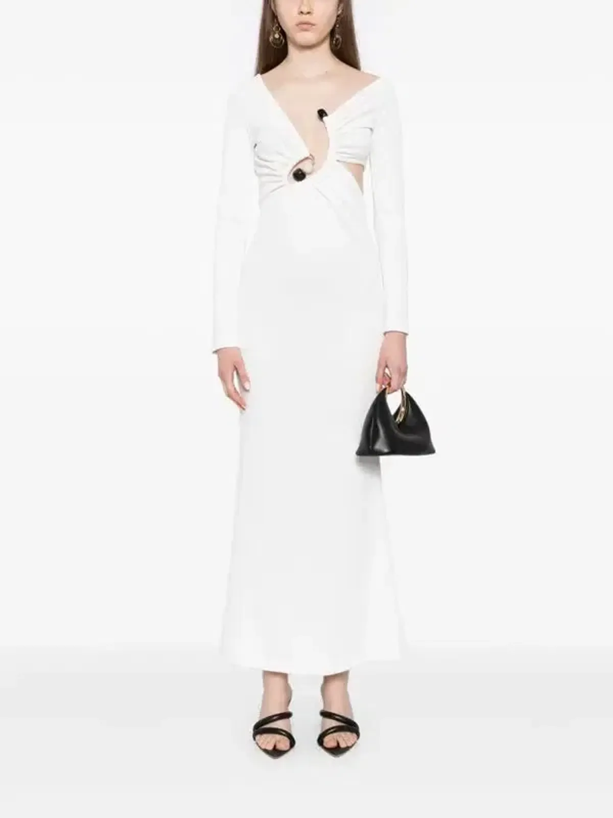 Christopher Esber White Spiral Crystal Long Sleeve Dress - Size 10 AU - Image 1