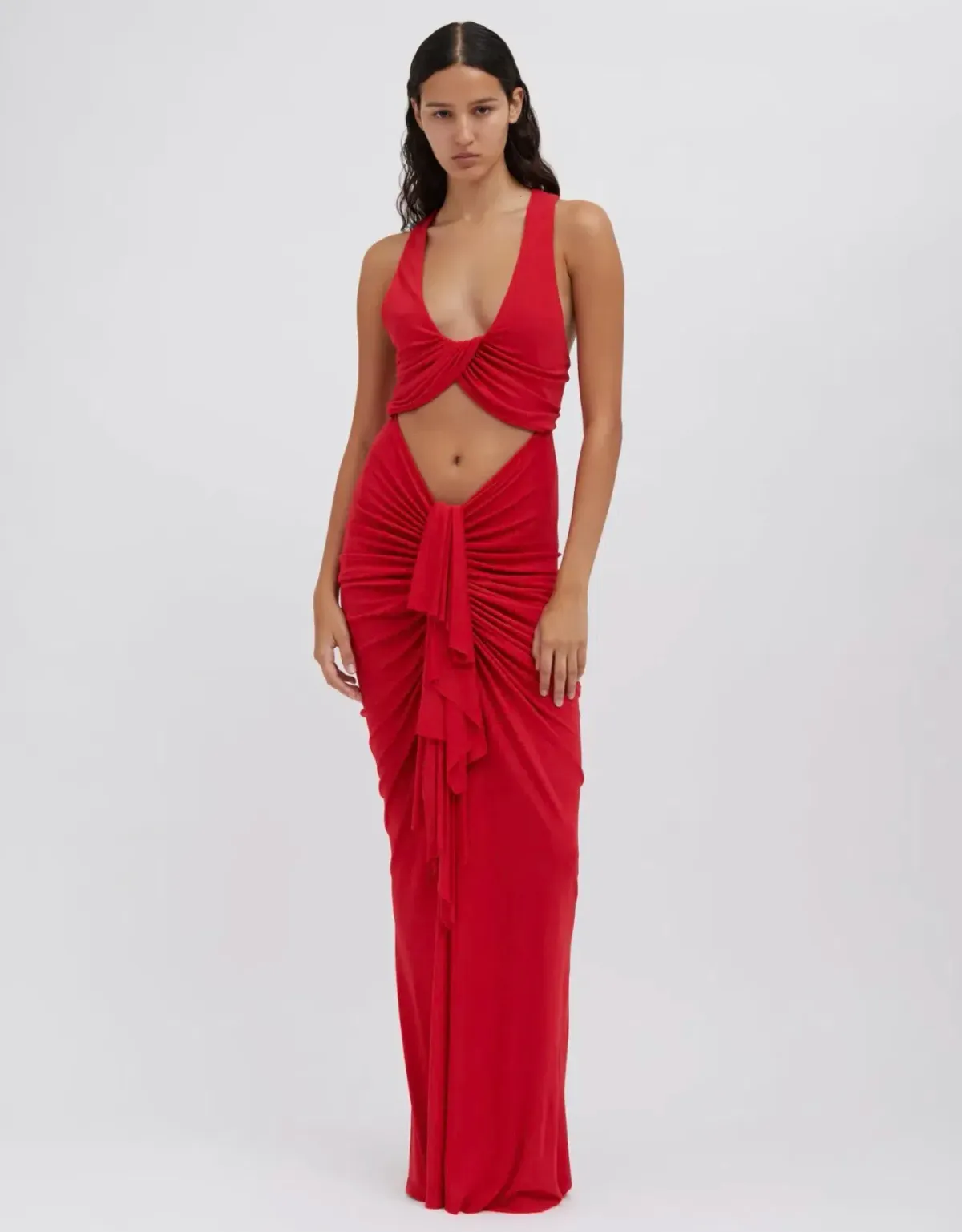 Christopher Esber Watermelon Vivenda Drape Front Dress - Size 12 AU - Image 1