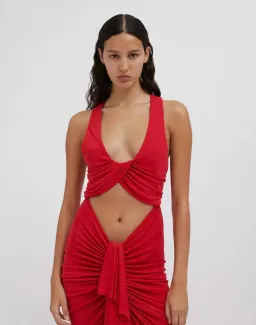 Christopher Esber Watermelon Vivenda Drape Front Dress - Size 12 AU for rent on The Volte - image 4