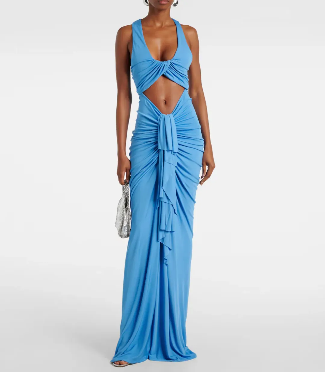 Christopher Esber Boston Blue Vivenda Drape Front Dress - Size 14 AU for rent on The Volte - main image