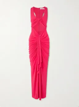 Christopher Esber Raspberry Vivenda Drape Front Dress - Size 10 AU for rent on The Volte - image 3