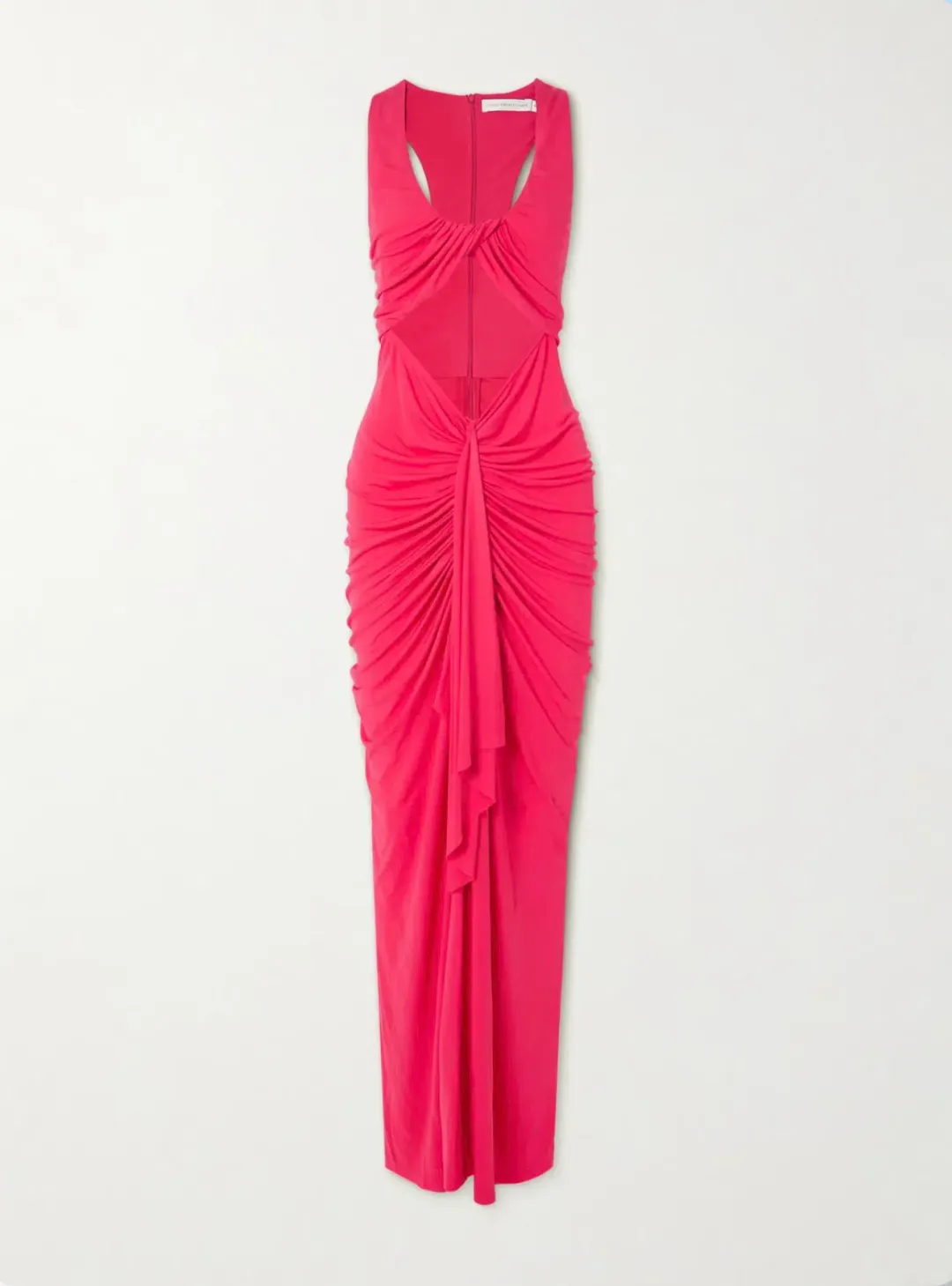 Christopher Esber Raspberry Vivenda Drape Front Dress - Size 6 AU for rent on The Volte - main image