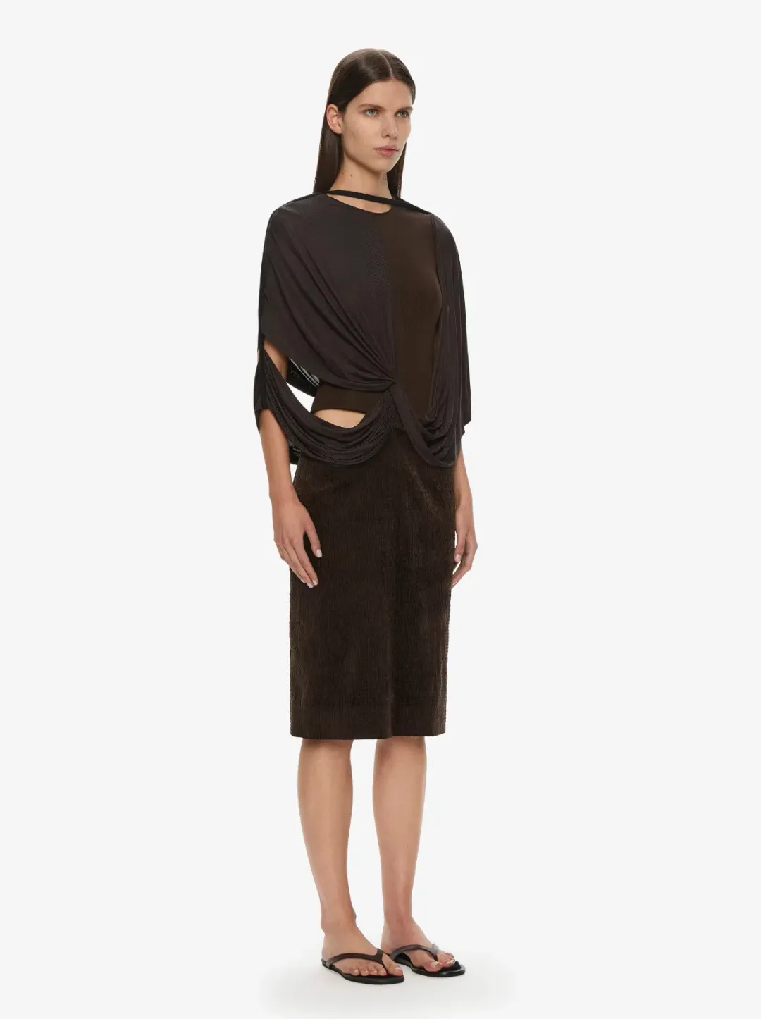 CHRISTOPHER ESBER ESPRESSO OUTLINE COLLISION DRESS - SIZE 14 AU for rent on The Volte - main image