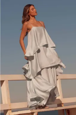 Elliatt Tilly Tiered Maxi Dress in Blue Size Medium for rent on The Volte - image 3