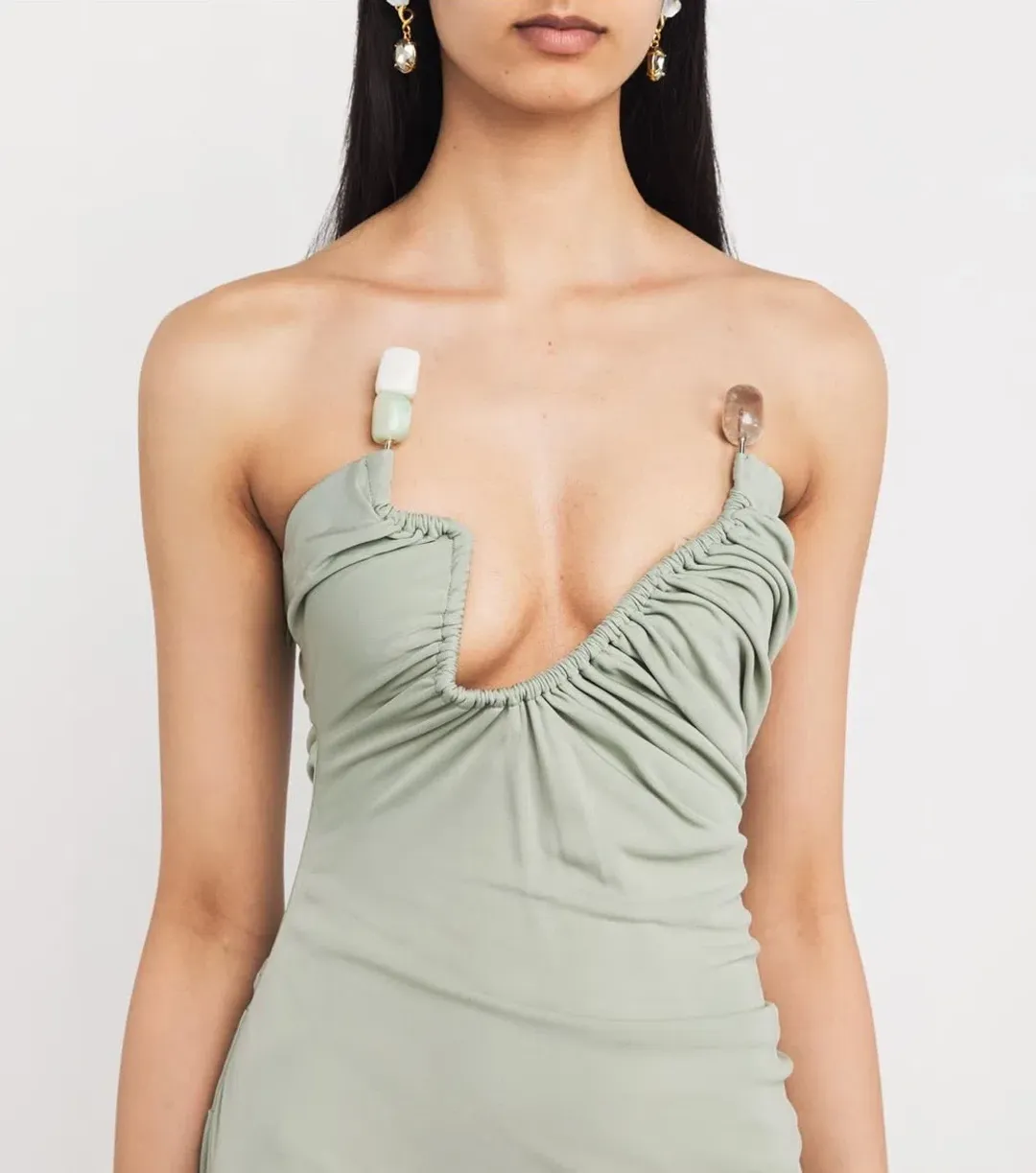 CHRISTOPHER ESBER SAGE ODESSA ARCED STRAPLESS GOWN - SIZE 8 AU for rent on The Volte - main image