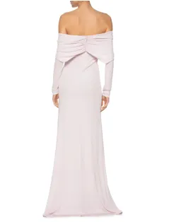 CHRISTOPHER ESBER CHALKY PINK ARCED PALM STRAPLESS SHAWL GOWN - SIZE 6 AU for rent on The Volte - image 3