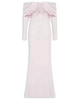 CHRISTOPHER ESBER CHALKY PINK ARCED PALM STRAPLESS SHAWL GOWN - SIZE 6 AU for rent on The Volte - image 5