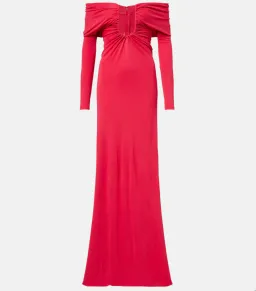 Christopher Esber Cranberry Arced Palm Strapless Shawl Gown - Size 8 AU for rent on The Volte - image 4