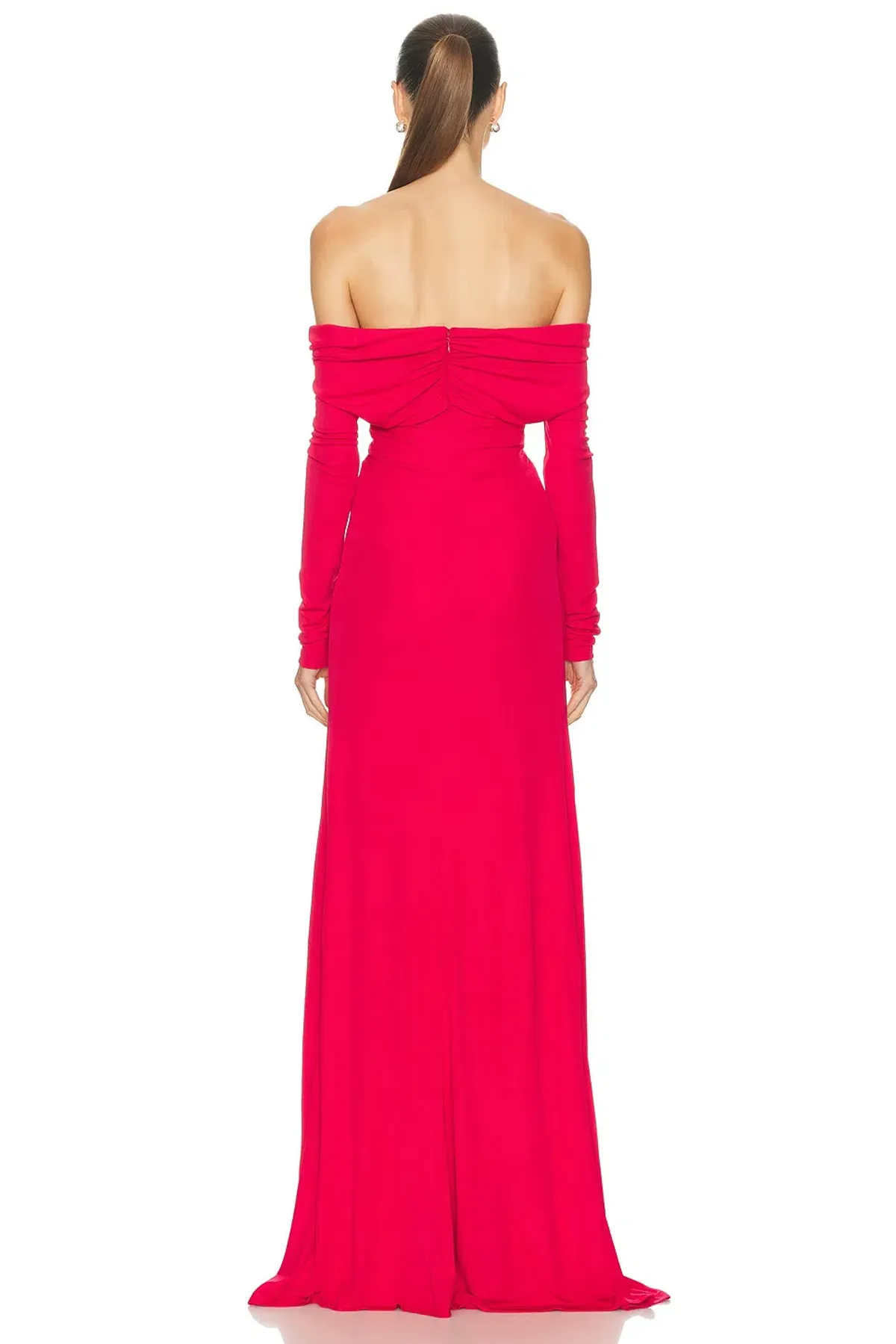 Christopher Esber Cranberry Arced Palm Strapless Shawl Gown - Size 8 AU - Image 3
