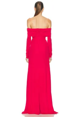 Christopher Esber Cranberry Arced Palm Strapless Shawl Gown - Size 8 AU for rent on The Volte - image 3