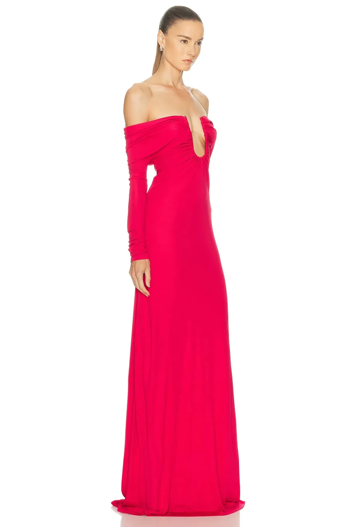 Christopher Esber Cranberry Arced Palm Strapless Shawl Gown - Size 8 AU - Image 2