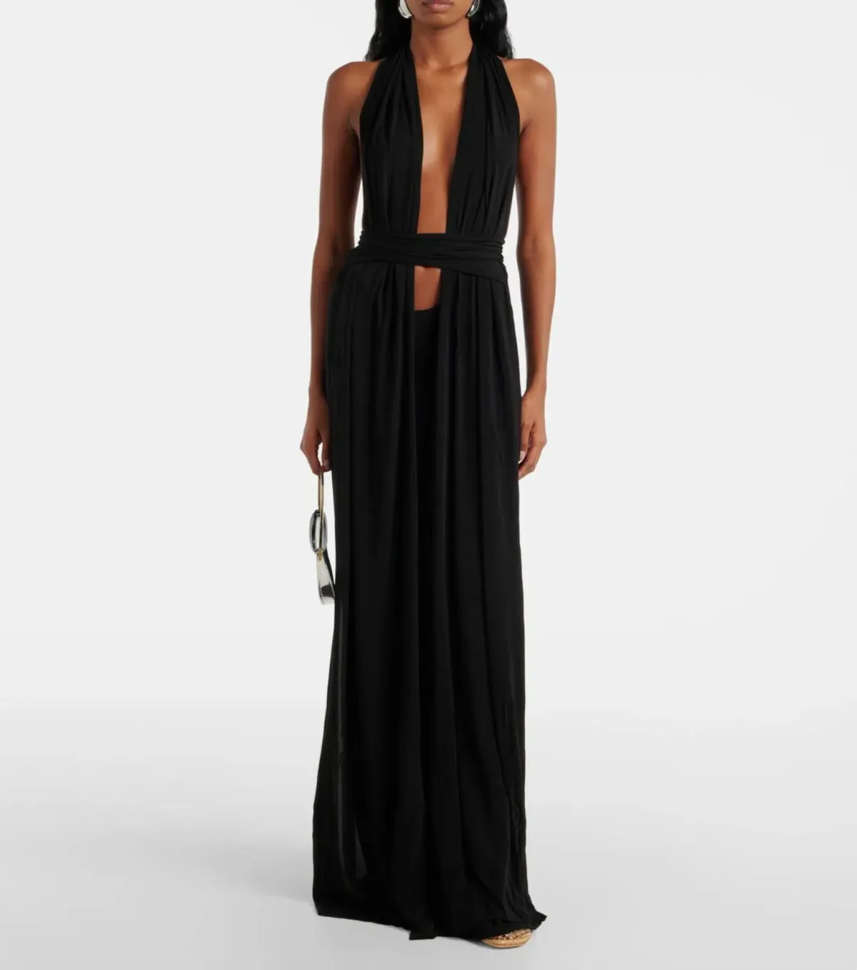 CHRISTOPHER ESBER BLACK TRAPEZE GOWN - SIZE 10 AU for rent on The Volte - main image