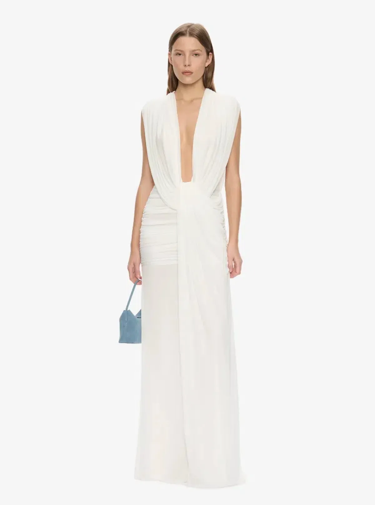 Christopher Esber White Ripple Drape Gown - Size 8 AU for rent on The Volte - main image