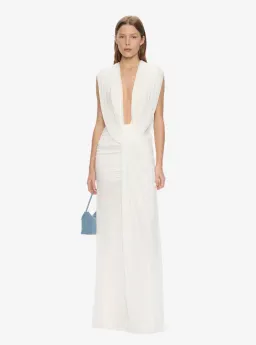 Christopher Esber White Ripple Drape Gown - Size 8 AU for rent on The Volte - image 1