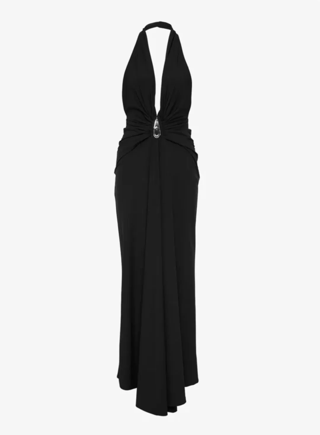 Christopher Esber Black Crystal Pendant Ruched Lycra Halter Dress - Size 4 AU for rent on The Volte - main image