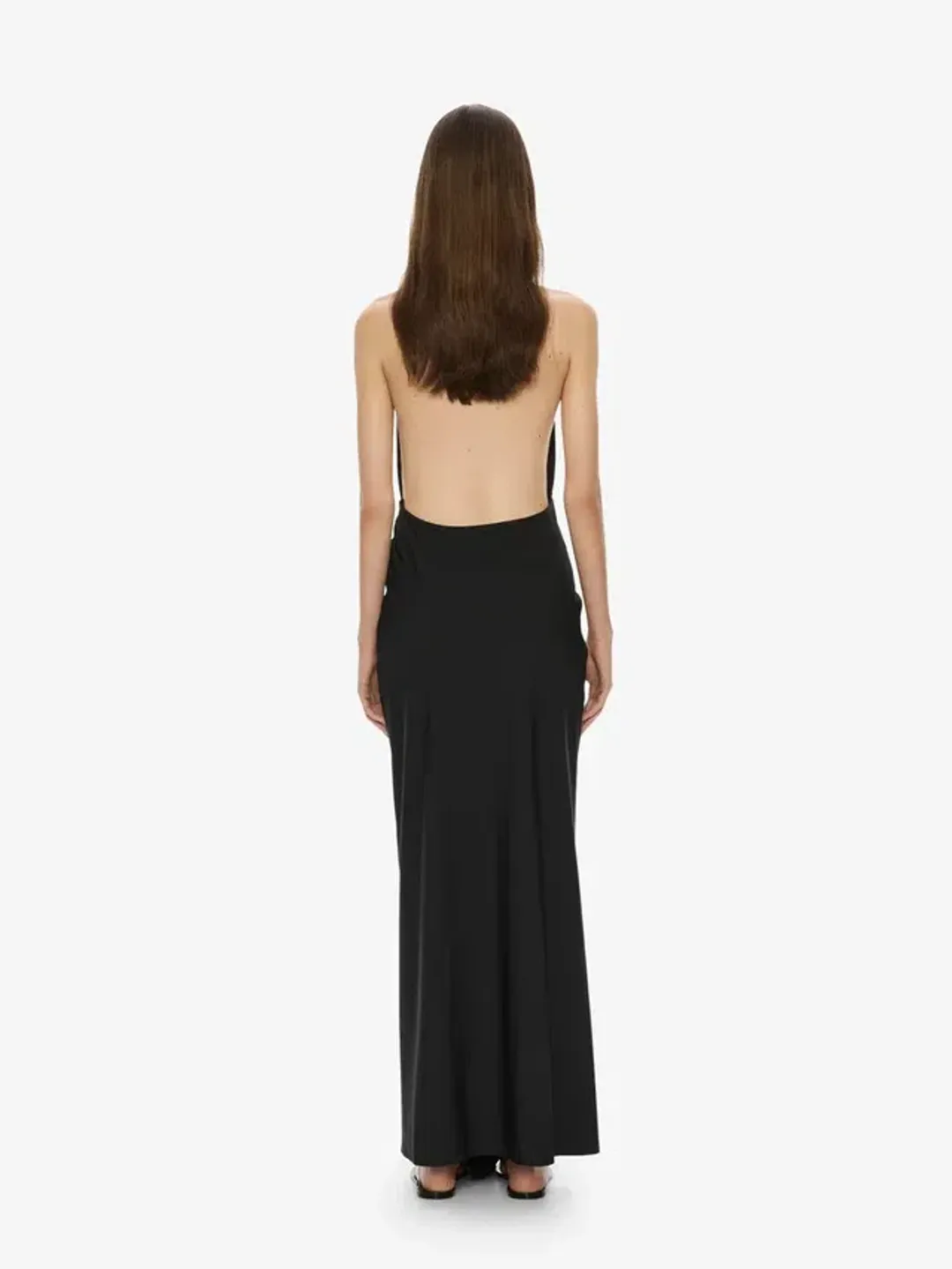 Christopher Esber Black Crystal Pendant Ruched Lycra Halter Dress - Size 6 AU for rent on The Volte - main image