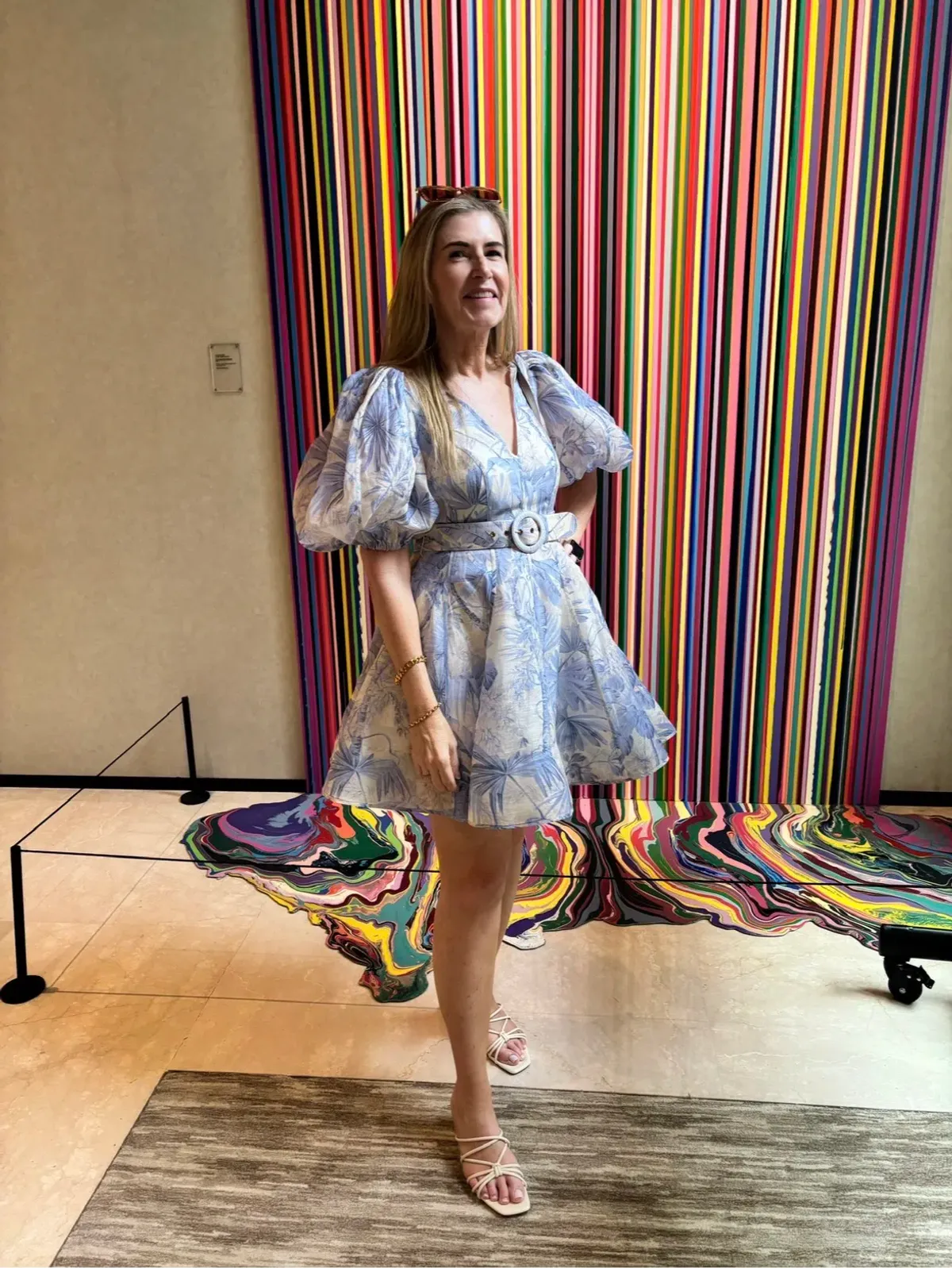 Zimmermann Oasis Puff Sleeve Mini Dress Blue and White Size 2 /10 for rent on The Volte - main image