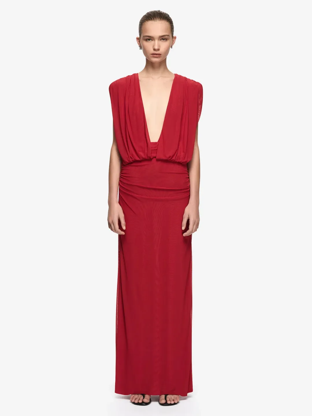 Bec and Bridge Isora Drape Maxi Dress in Ruby Red Size AU 8 for rent on The Volte - main image