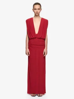 Bec and Bridge Isora Drape Maxi Dress in Ruby Red Size AU 8 for rent on The Volte - image 1