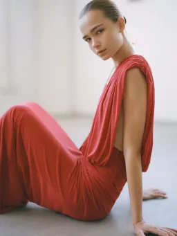 Bec and Bridge Isora Drape Maxi Dress in Ruby Red Size AU 6 for rent on The Volte - image 4
