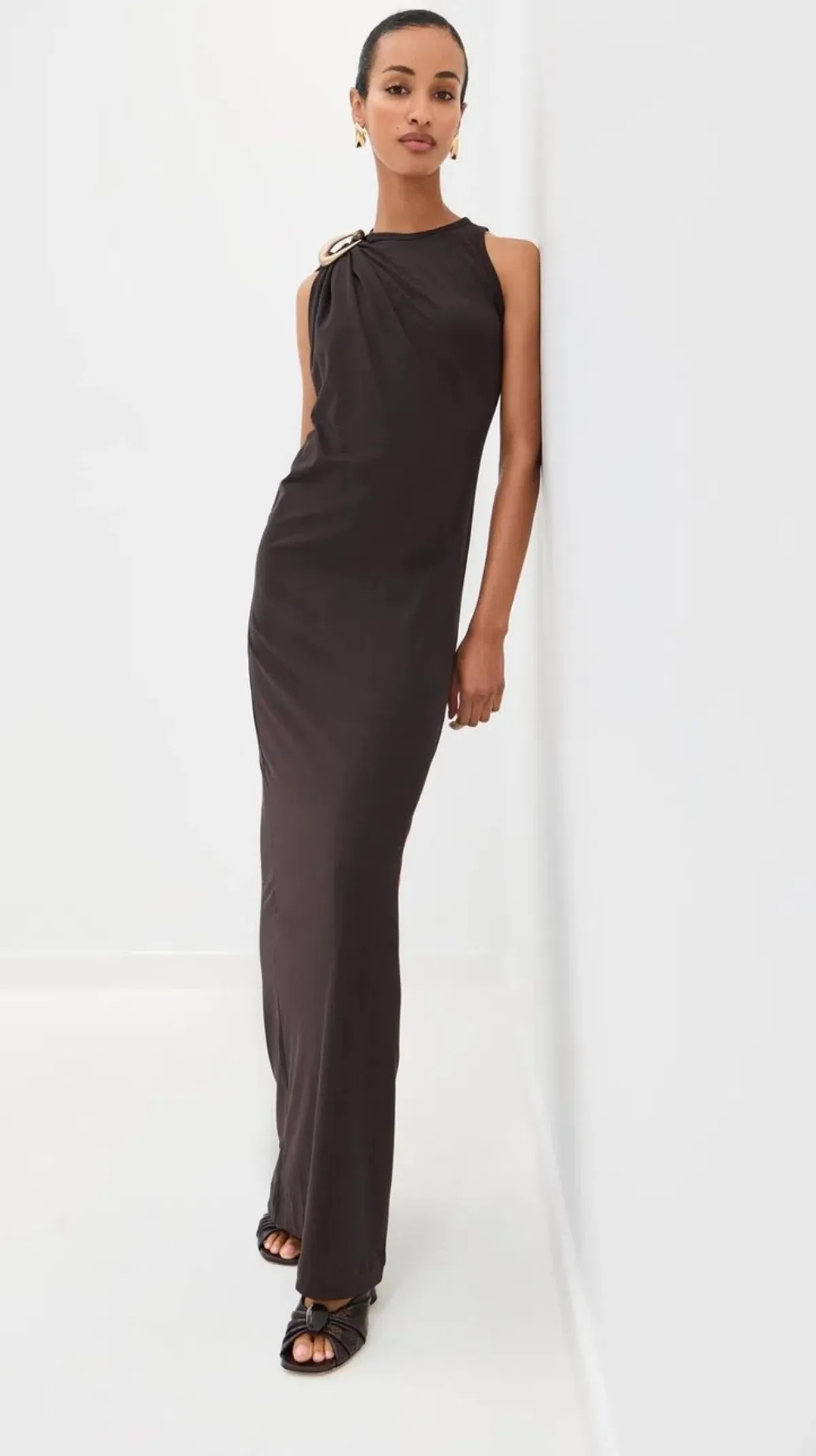 Christopher Esber Espresso Stone Pin Column Tee Dress - Size 8 AU - Image 1